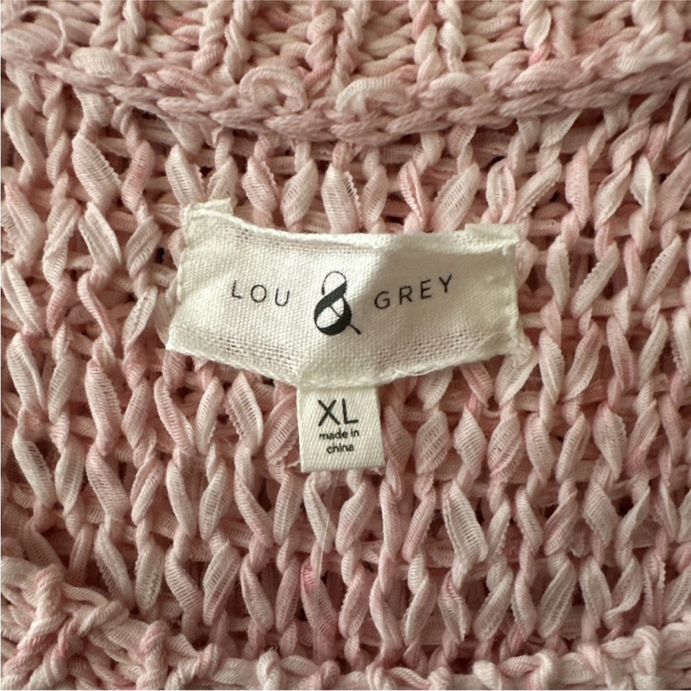 Lou & Grey For Women XL Sweater Dress Hi Low Sleeveless Pink Crochet Knit Beachy - Picture 12 of 14